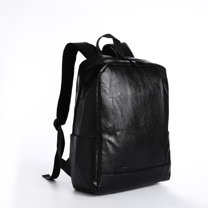 Рюкзак мужской из искусственной кожи на молнии, цвет чёрный цена и фото