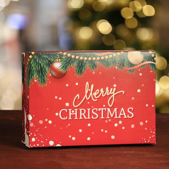 Подарочная коробка, сборная Счастливого Рождества, 24 х 17 х 8 см подарочная коробка сборная посылка от деда мороза 24 х 17 х 8 см