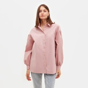 Рубашка женская с объёмными рукавами MINAKU: Casual Collection цвет темно-розовый, р-р 50
