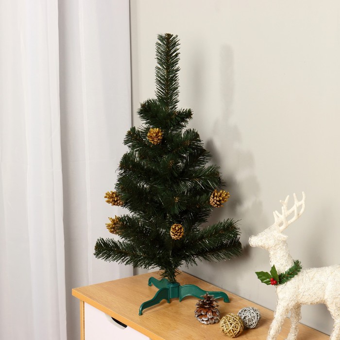 Ёлка искусственная настольная Рождественская  (шишки золото) 60 см