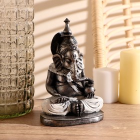 

Сувенир "Ганеша" 20 см, полистоун, серебро-белый