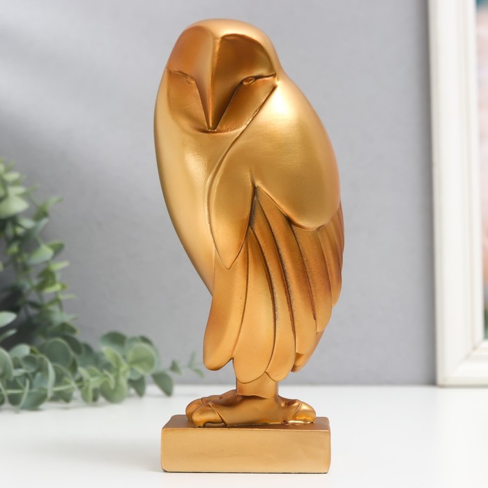 Сувенир полистоун Полярная сова золото 7х8х21 см