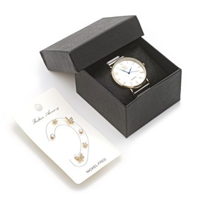 Подарочный набор 7 в 1: часы наручные женские ShiKai 024 d=3.8 см, серьги Ош