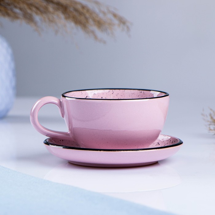 Чашка с блюдцем Агнес розовая, 0,2л