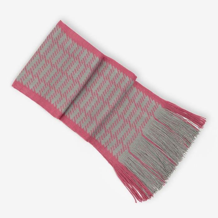 Шарф трикотажный женский, цвет серый/розовый, размер 180х28
