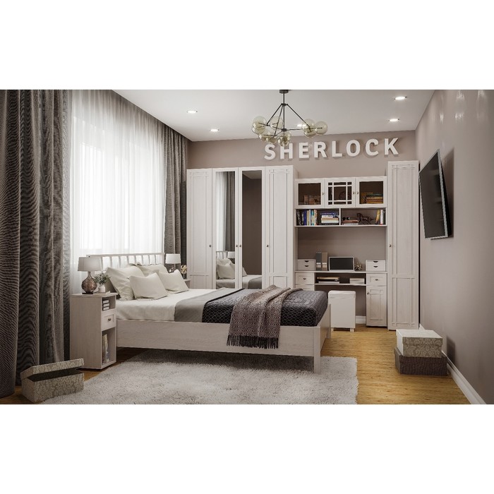 Кровать люкс Sherlock 47, 1600 × 2000 мм, без основания, цвет ясень анкор светлый