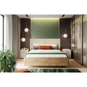 

Кровать Livorno с ортопед. основанием 1800*2000, Мягкие накладки Милк/ Дуб бунратти