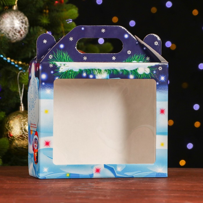 Подарочная коробка Пингвины, 17,5 х 20 х 7 см