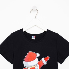 

Футболка детская, цвет чёрный/дед мороз, рост 122 см