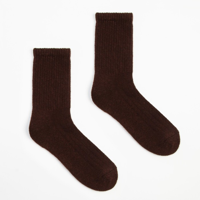 Носки мужские с пухом яка, цвет шоколадный, размер 41-43