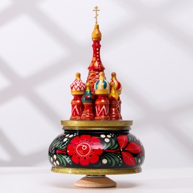Сувенир музыкальный 'Храм', кудрина, черный фон, ручная роспись Ош