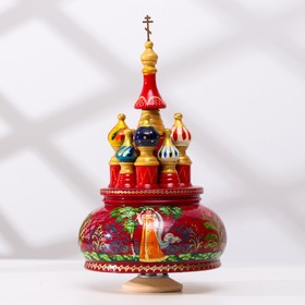 Сувенир музыкальный 'Храм', тройка, бордовый фон, ручная роспись Ош