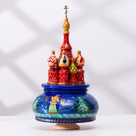 Сувенир музыкальный 'Храм', тройка, синий фон, ручная роспись Ош