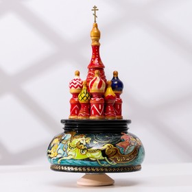 Сувенир музыкальный 'Храм', тройка, черный фон,  ручная роспись Ош