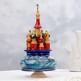 Сувенир музыкальный 'Храм', зима, синий фон, ручная роспись Ош