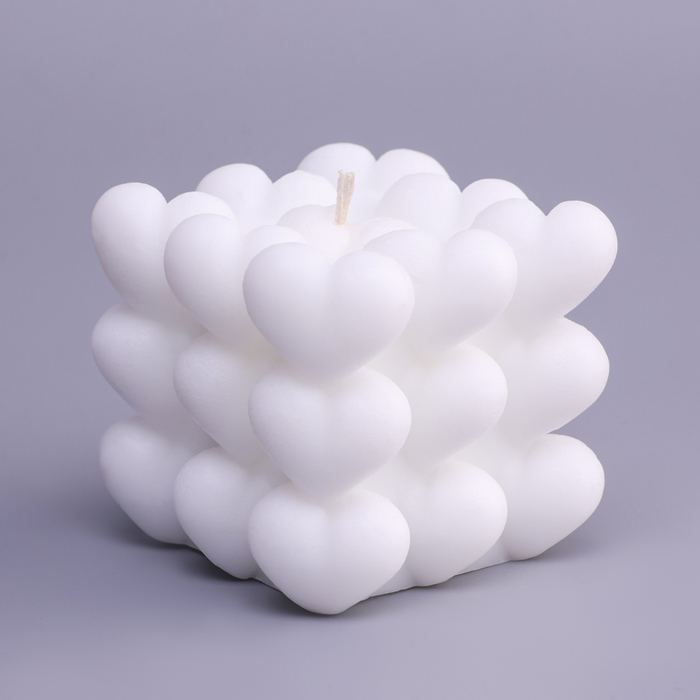 Свеча фигурная "Бабл Сердце" 6 см, белая
