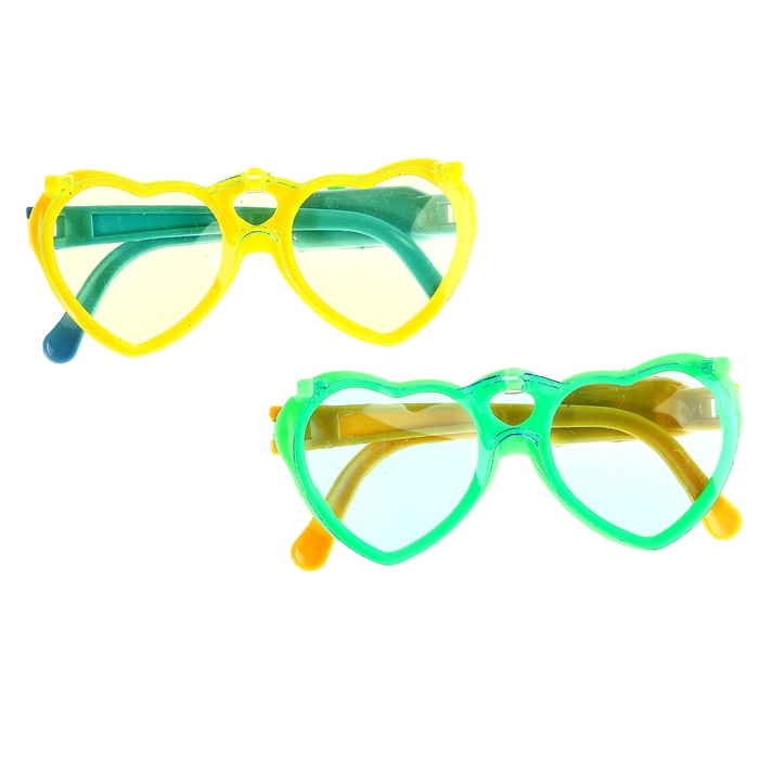 Очки детские "Сердечки",с фонариком цвета МИКС