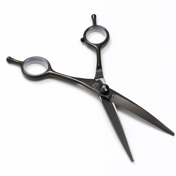 Ножницы для животных "Пижон" изогнутые, с прорезиненным кольцом и двумя упорами, 6 дюймов, ч  78954