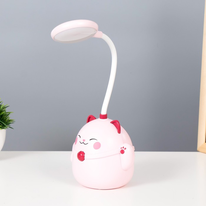 

Настольная лампа "Манэки" LED 3Вт АКБ USB розовый 11,5х10х30 см RISALUX