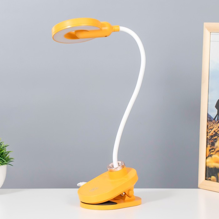 Настольная лампа на прищепке Блум LED 3Вт АКБ USB оранжевый 8х12х42,5 см RISALUX