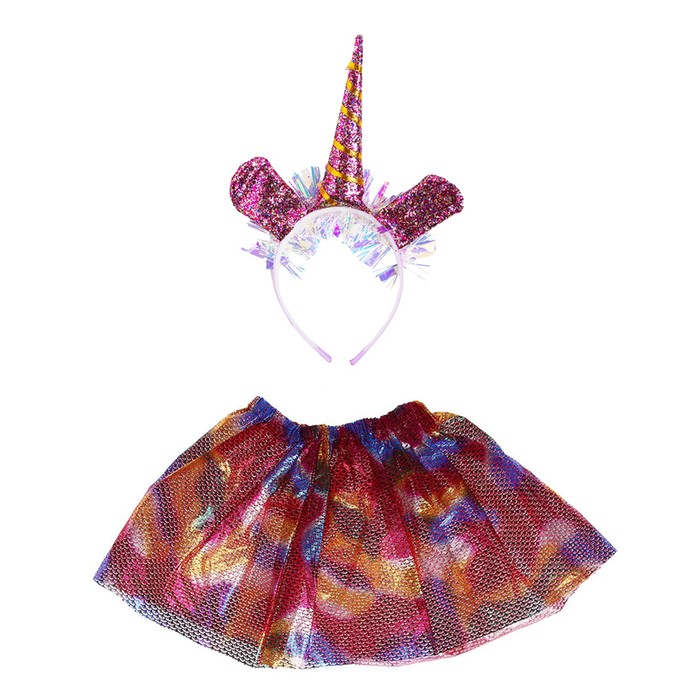 Карнавальный набор «Единорожка», 2 предмета: юбка, ободок карнавальный набор единорожка 2 предмета юбка ободок 9243575