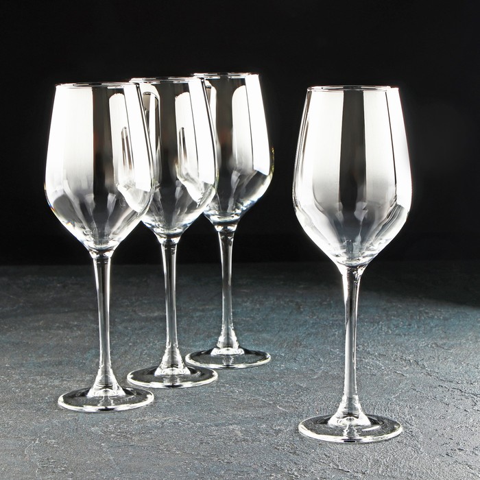 Набор стеклянных бокалов для вина «Серебряная дымка», 350 мл, 4 шт набор бокалов для вина серебряная дымка 350 мл 4 шт