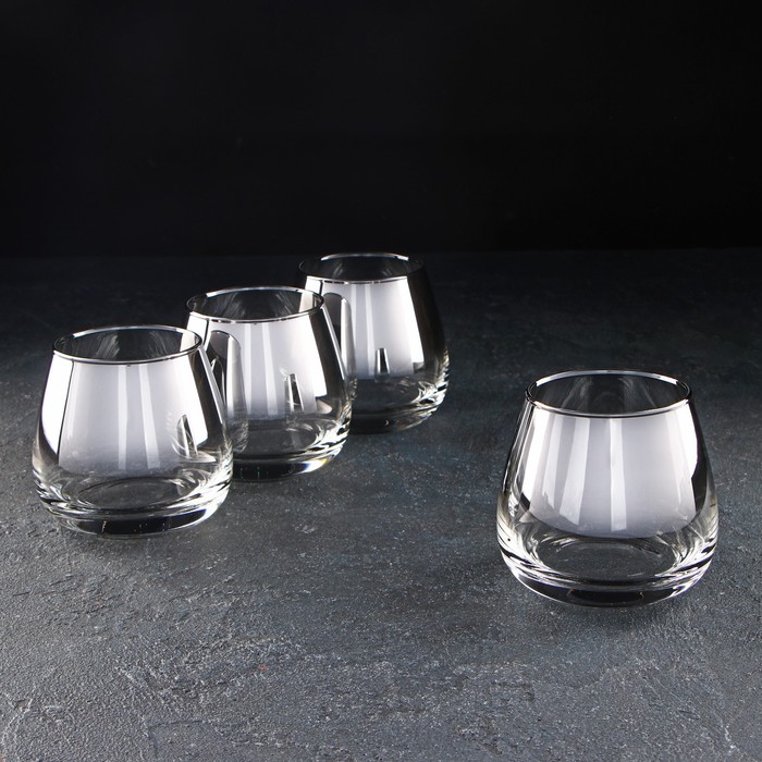 Набор низких стеклянных стаканов «Серебряная дымка», 300 мл, 4 шт