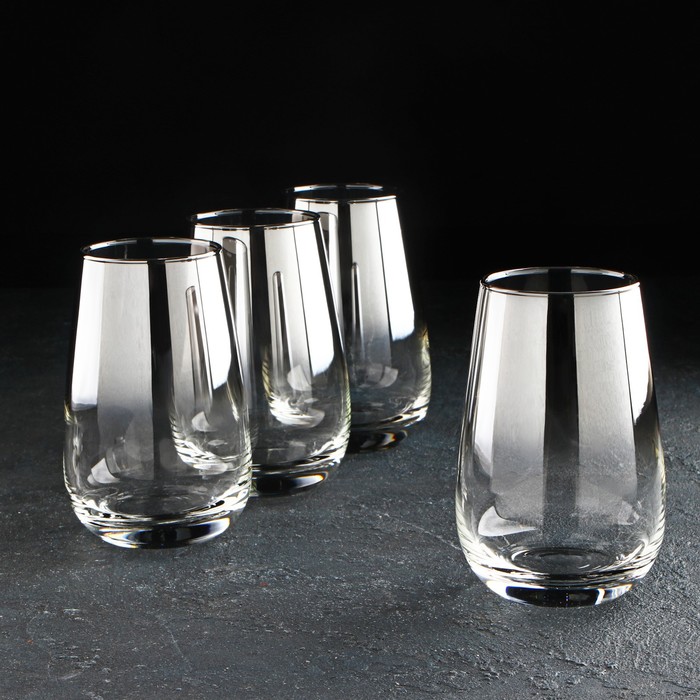 Набор высоких стеклянных стаканов «Серебряная дымка», 350 мл, 4 шт