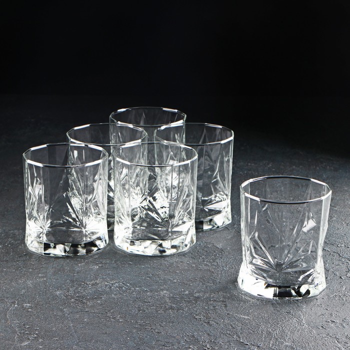 Набор низких стеклянных стаканов «Рош», 340 мл, 6 шт набор стаканов низких время дегустаций виски 340 мл 4 шт
