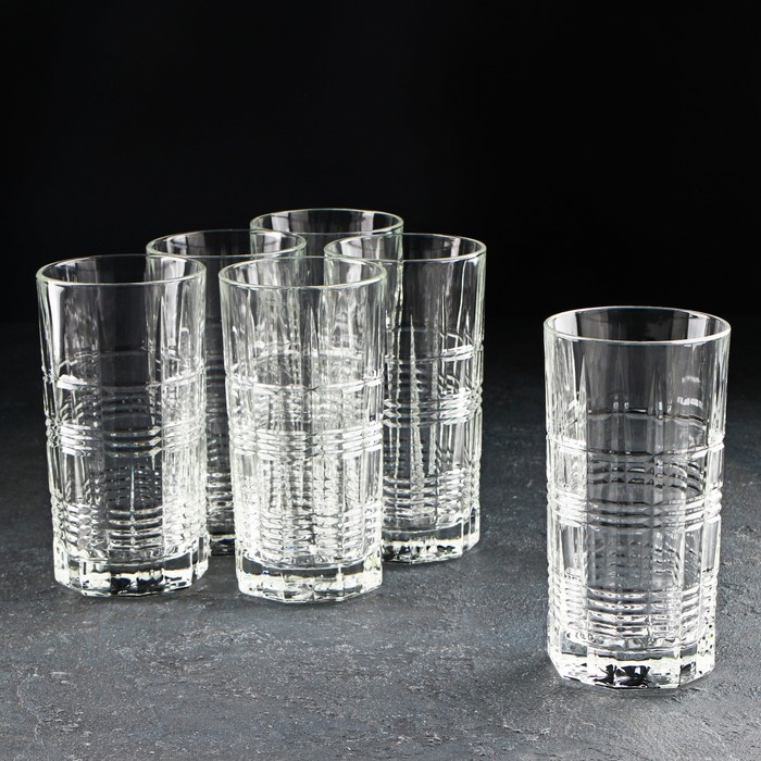 Набор высоких стеклянных стаканов Dallas, 380 мл, 6 шт набор высоких стаканов букетик 230 мл 6 шт рисунок микс