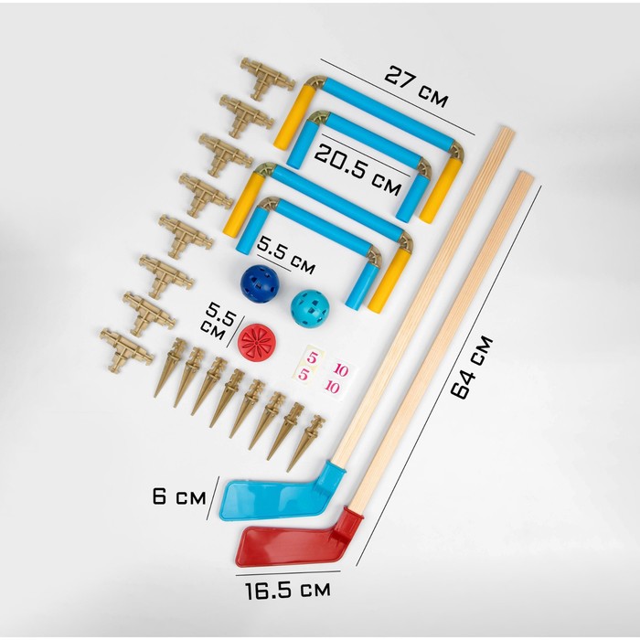 фото Хоккей, набор: 2 клюшки, 4 ворот, 2 мяча, шайба