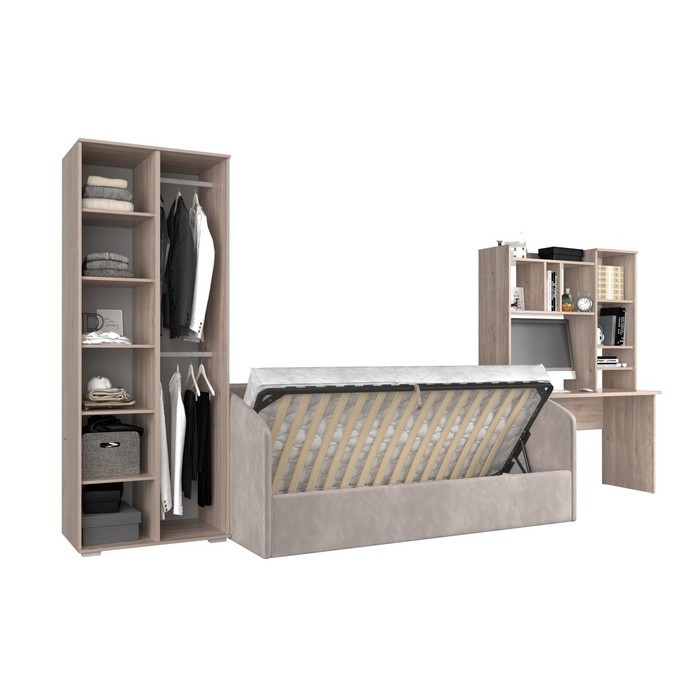 Комплект детской мебели «Лайк К12», ЛДСП, велюр, цвет дуб мария / фуксия / капучино