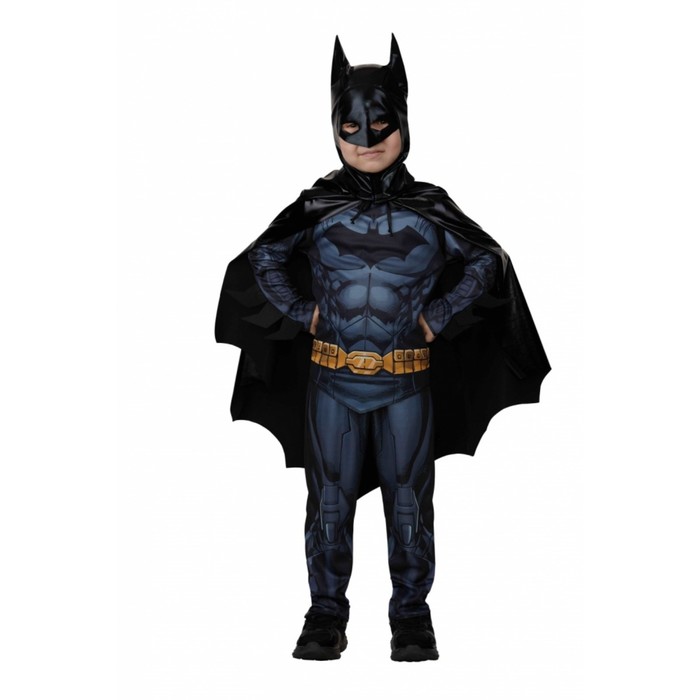Карнавальный костюм «Бэтмэн» без мускулов, сорочка, брюки, маска, плащ, р. 28, рост 110 см карнавальный костюм бэтмэнбез мускулов сорочка брюки маска плащ р 28 рост 110 см