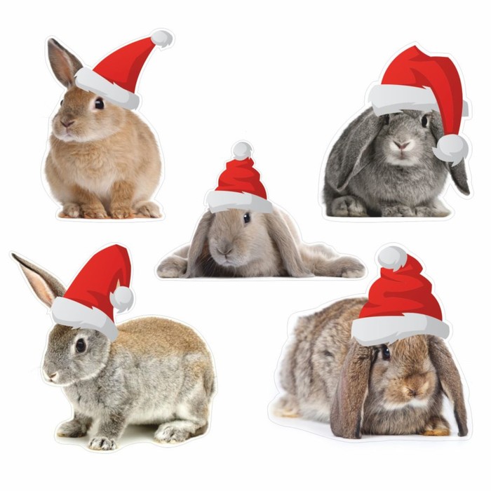 Наклейка автомобильная Кролик в новогодней шапке, 100 х 100 мм, 5 видов наклейка автомобильная кролик в новогодней шапке 100 х 100 мм вид 1