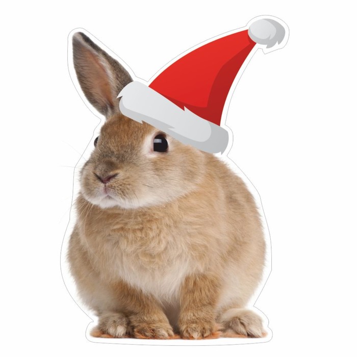 Наклейка автомобильная Кролик в новогодней шапке, 100 х 100 мм, вид 2 наклейка автомобильная кролик упс 100 х 100 мм
