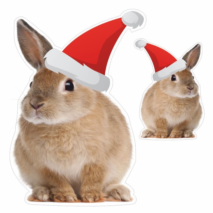 Наклейка автомобильная Кролик в новогодней шапке, 150 х 150 мм, вид 2 наклейка автомобильная кролик автомат 150 х 150 мм