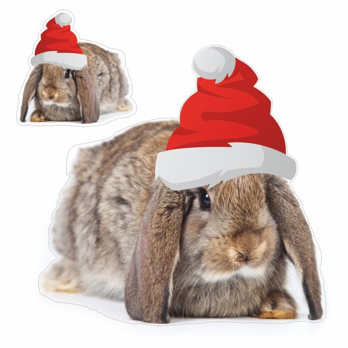 Наклейка автомобильная Кролик в новогодней шапке, 150 х 150 мм, вид 4 наклейка автомобильная кролик в новогодней шапке 100 х 100 мм вид 1