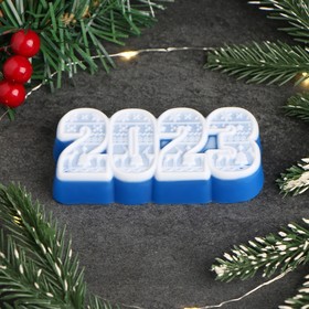 

Фигурное мыло "2023 с рисунком" белое на синем, 100гр