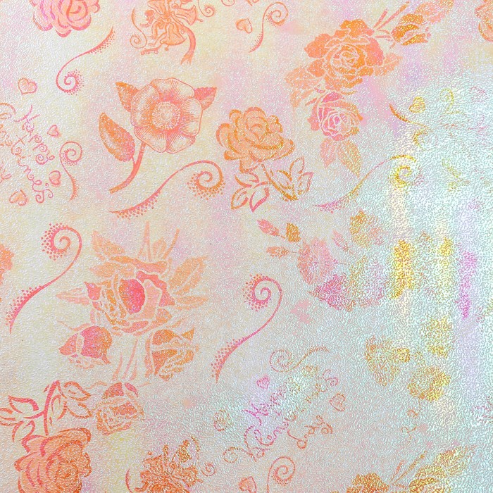 Бумага упаковочная перламутровая "Пышная роза", оранжевый, 50 х 70 см