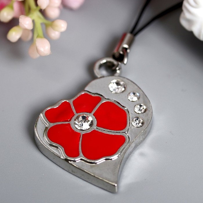 Подвеска для телефона "Сердце с цветком"