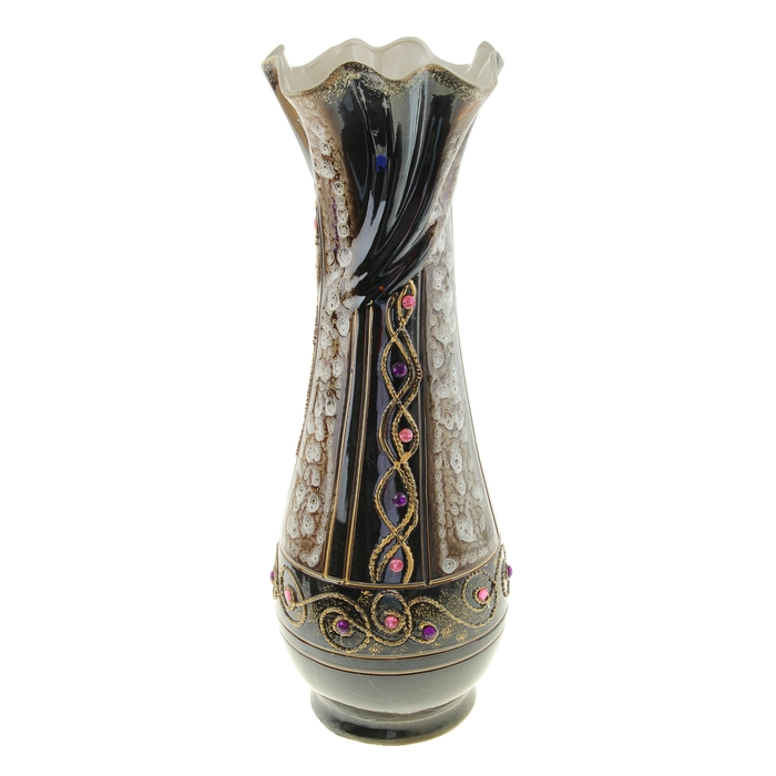 Ваза напольная "Вьюн" декор, глазурь, чёрная