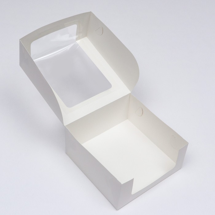 фото Кондитерская упаковка с окном, белая, 21 х 21 х 10 см upak land