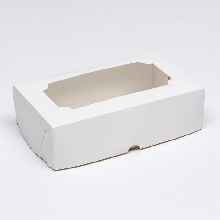 коробка складная с окном под зефир снеговик с подарками 25 х 15 х 7 см Коробка складная с окном под зефир, белый, 25 х 15 х 7 см