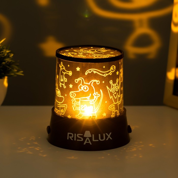 Ночник-проектор "Инопланетянин" LED USB/от батареек черный 10,8х10,8х11,5 см 9093666