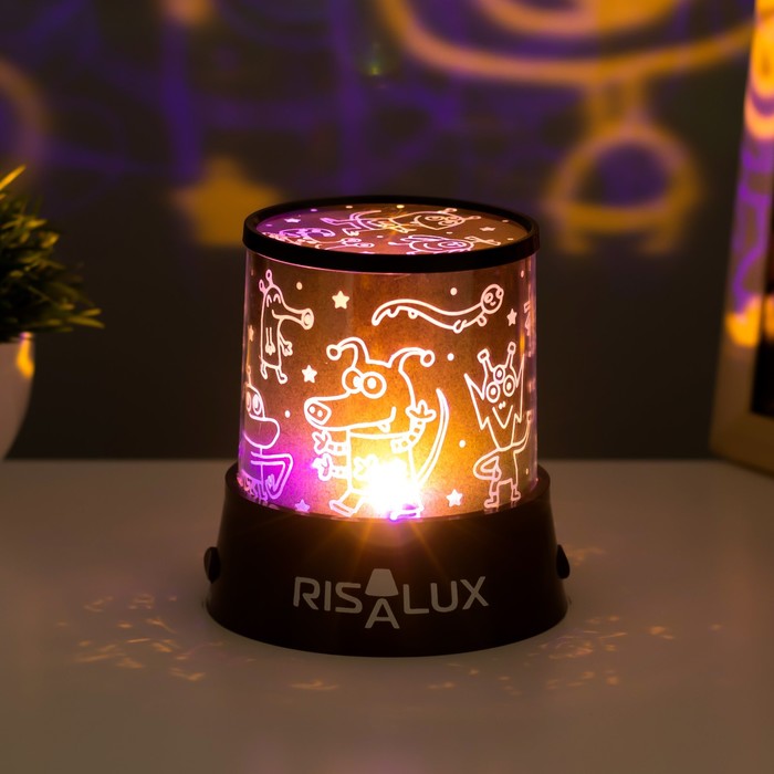 Ночник-проектор "Инопланетянин" LED USB/от батареек черный 10,8х10,8х11,5 см 9093666