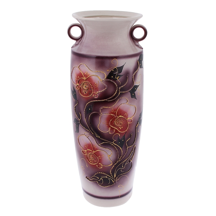 Ваза напольная "София" цветы, глазурь, фиолетовая