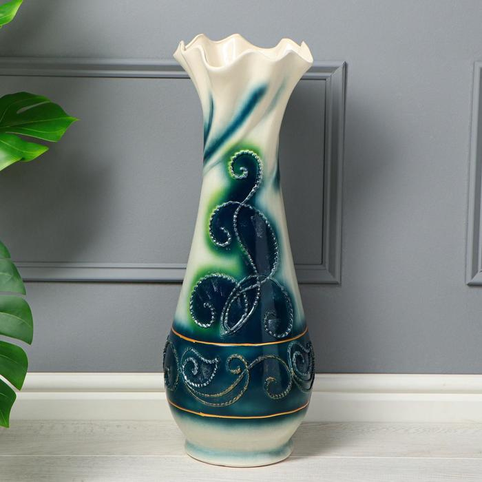 Ваза напольная "Вьюн", декор глазурь, салатовый