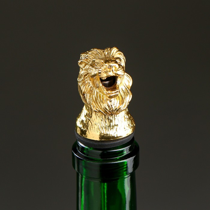 Фигурная крышка для бутылки "Лев" золото, 10х3см
