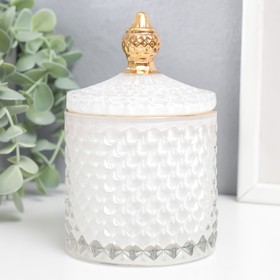 Шкатулка стекло "Ромбы и купол" белый с золотом 14х8,2х8,2 см
