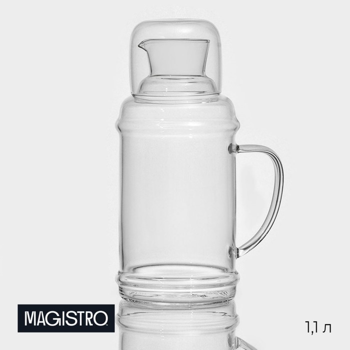 Кувшин стеклянный Magistro «Жакоб», 1,1 л, стакан в комплекте кувшин magistro бланш 1 л
